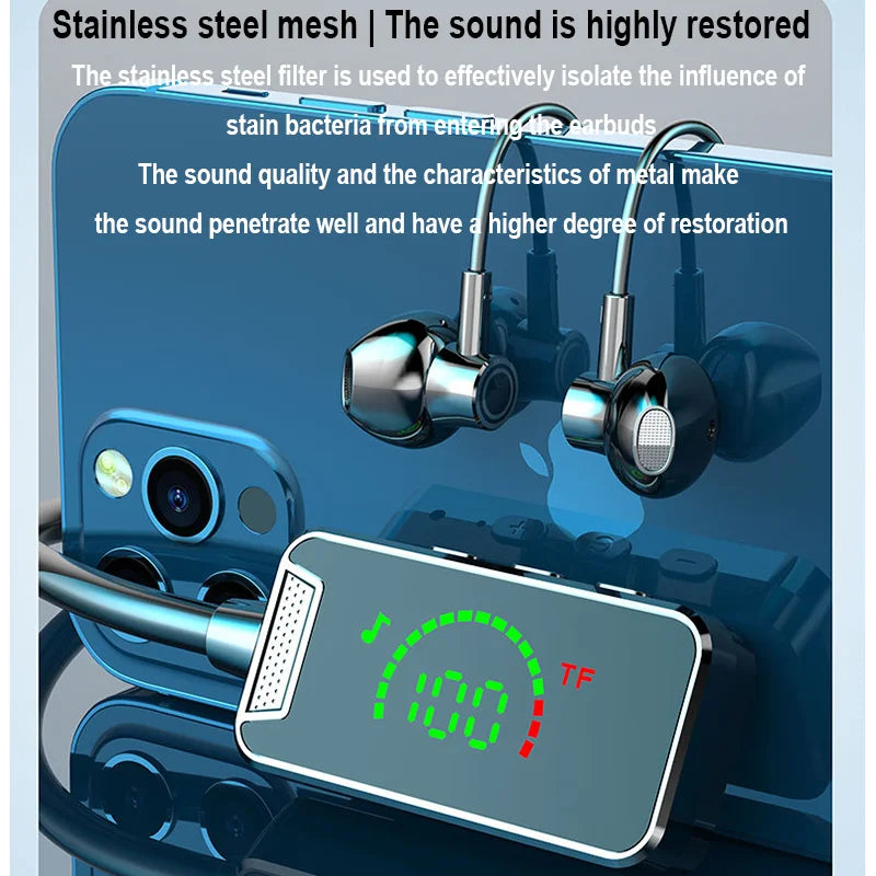 Bluetooth Wireless Headphones Bluetooth Neckband Earphones LED Display Hifi 9D Stereo Sports Headset Long PlayTime Handsfree