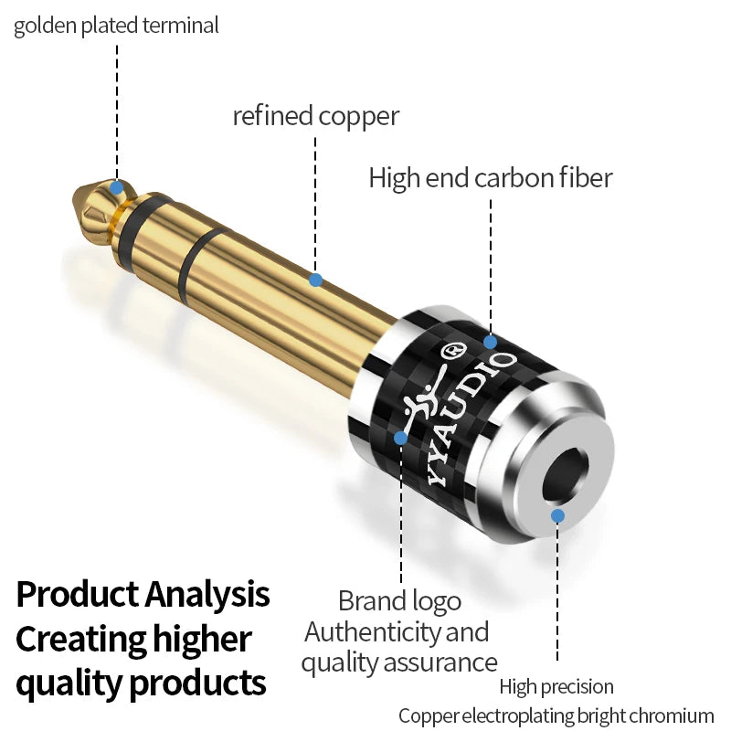 YYAUDIO 6.5mm Male to 3.5mm Female Stereo Audio Adapter for Headphones, Amplifiers and Guitars