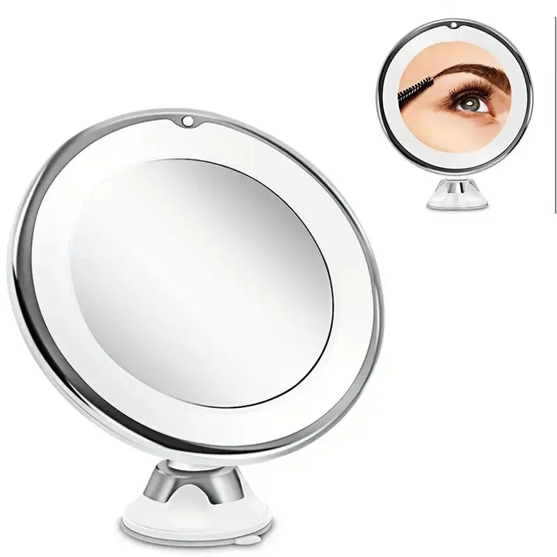 Round LED Fill-Light Makeup Mirror-10X Magnifying, Upright Desktop Vanity | Essential for Flawless Makeup & Effortless Grooming