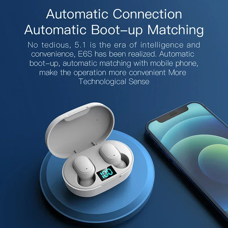 E6S TWS Bluetooth Earphones Wireless Bluetooth Headset Noise Cancelling Headsets With Microphone Headphones For Xiaomi iPhone
