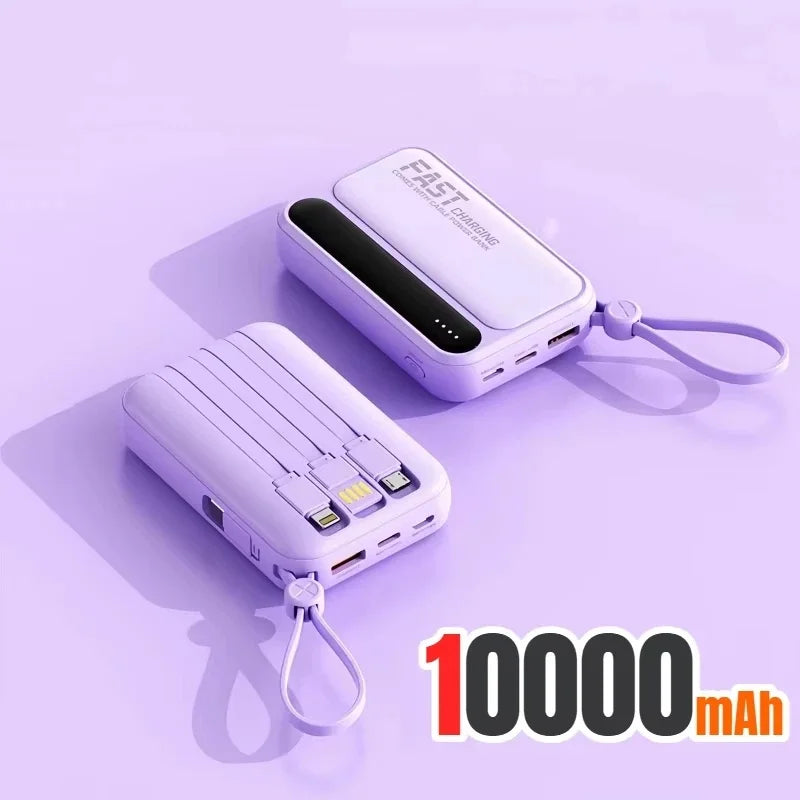 500000mAh Power Bank Large Capacity Built 4 In1 Cables Intelligent Digital Display Portable Battery For iPhone Huawei