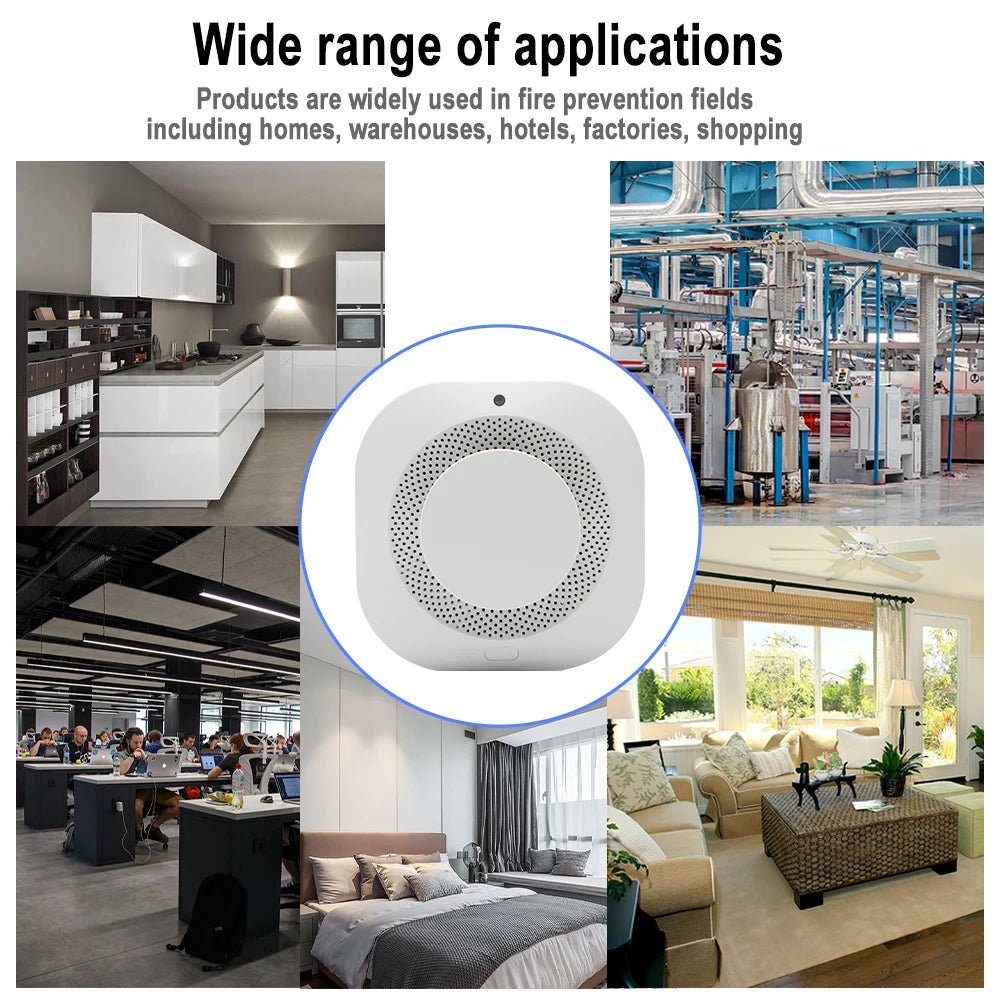 Tuya Smart Zigbee / Wifi Smoke Detector Smart Fire Fire Protection Home Security Alarm Sound Light Alarm APP Control