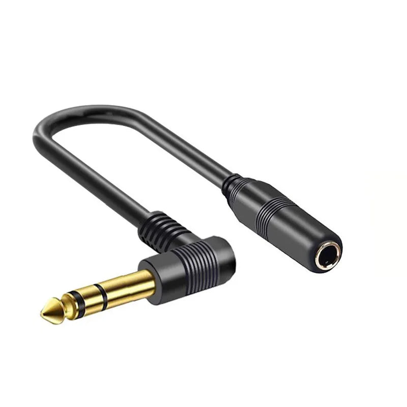 Dual channel Guitar Extension Cord Mono 6.35 TRS Male to 6.35mm Elbow 6.5 TRS Female Audio Cable 0.1m for Amplifiers Pianos Home
