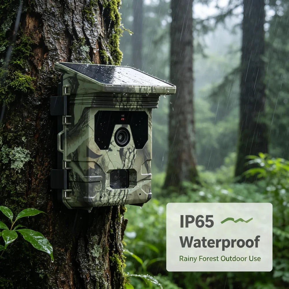 50MP 4K Solar Panel Hunting Camera Infrared Night Vision Monitoring Wildlife Trap Trail Camera Video Photo Recorder Cam