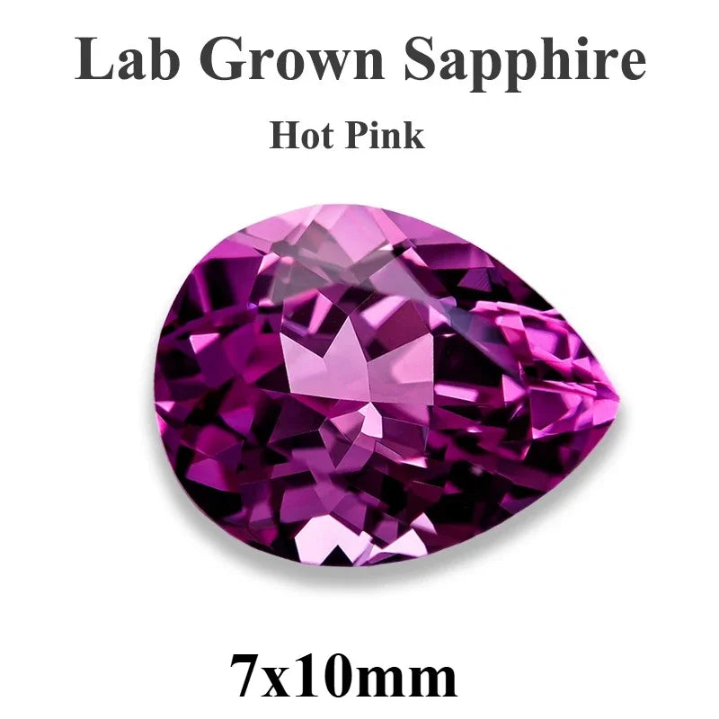 Lab Grown Sapphire Pear Cut Multiple Colors Available VVS1 Gemstone DIY Jewelry Making Materials with Selectable Certificate
