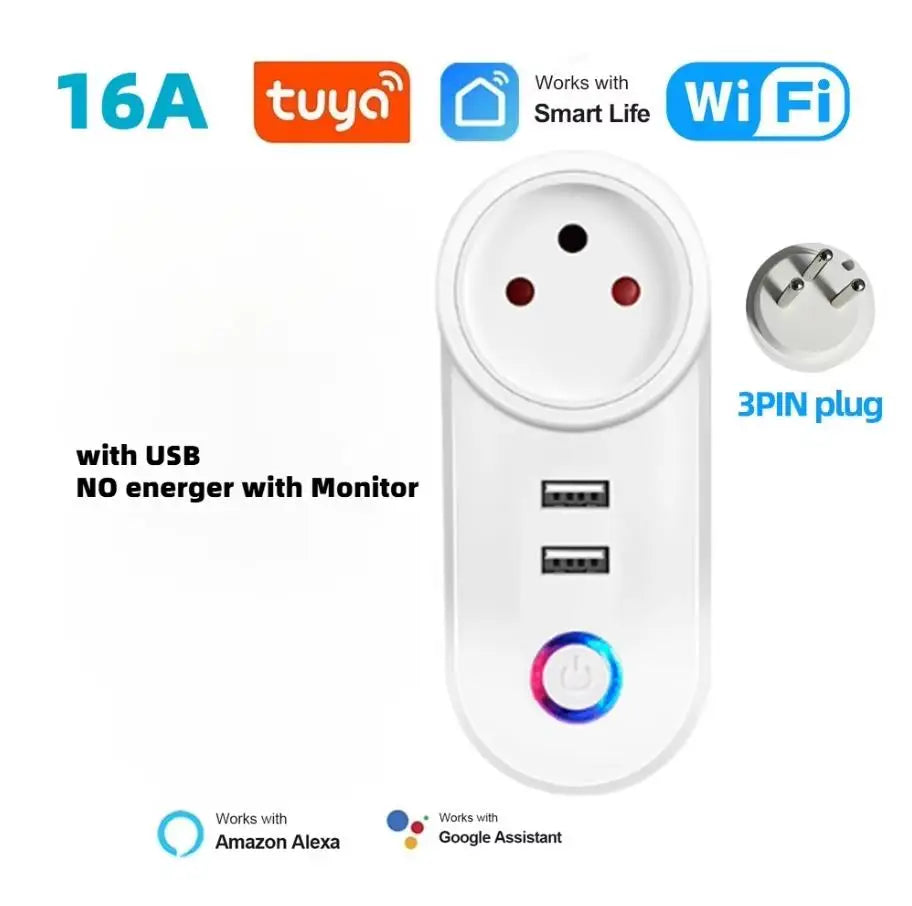16A Israel Smart Plug WIFI Socket Bluetooth USB ISR IL Outlet-Voice Timer Remote-Tuya/Alexa/IFTTT/ Life Home Automatio