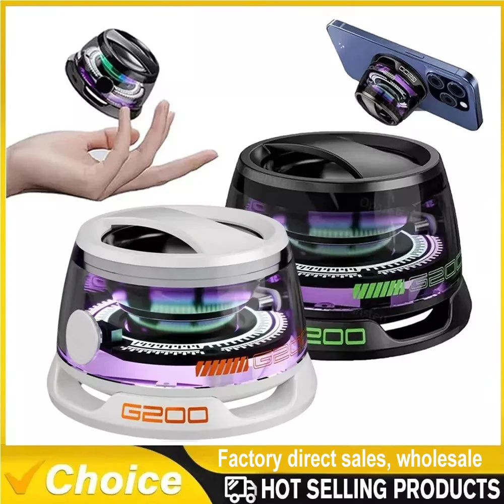 Outdoor Magnetic Bluetooth5.3 Speaker Wireless Portable Mini Travel Stereo Speaker with RGB Color Light and Phone Holder for Ios