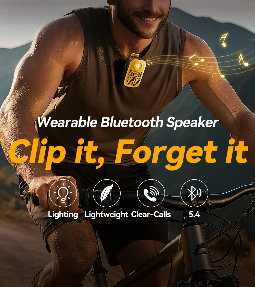 Joyroom Magnetic Bluetooth 5.4 Speakers Wearable Clip-On Wireless Waterproof Speaker with Light Clean Sound/ENC Built-in Mic