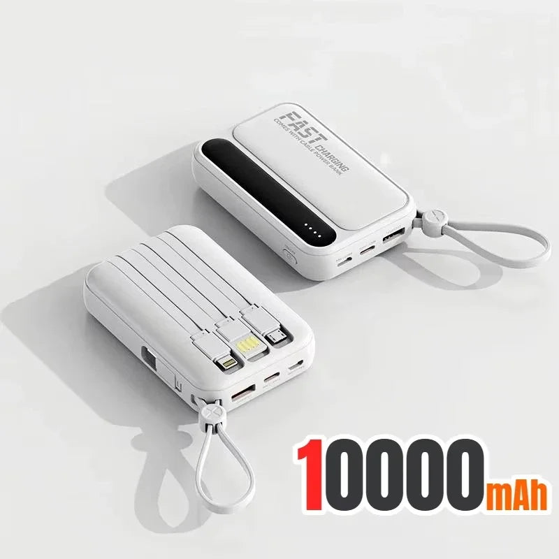 500000mAh Power Bank Large Capacity Built 4 In1 Cables Intelligent Digital Display Portable Battery For iPhone Huawei