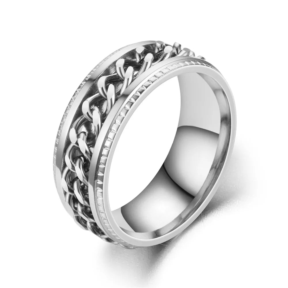 Titanium Steel Rotatable Chain Rings for Women Men Spinner Ring Multifunctional Chain Ring Men Bottle Opener Ring Jewelry Gifts