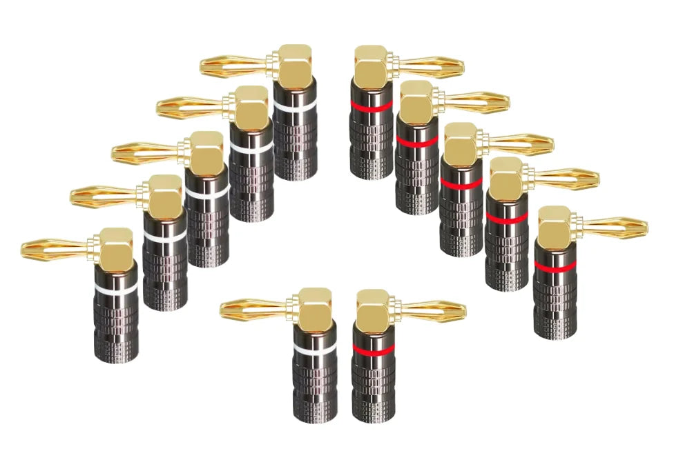 2/6/10/20/50pcs 4mm Banana Plugs Male Connector 24K Gold Plated Hifi Audio Speaker Banana Connectors for Speakers and Amplifiers
