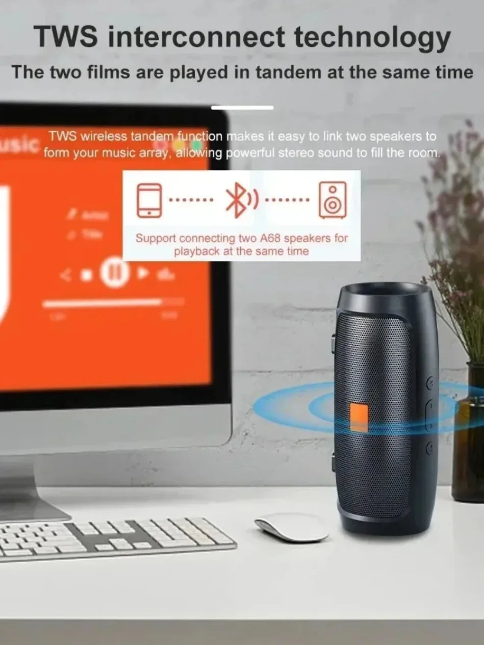ViVO Portable Subwoofer Bluetooth Speakers Stereo Surround Waterproof Loudspeaker Wireless Sound Box Support FM Radio TF Card