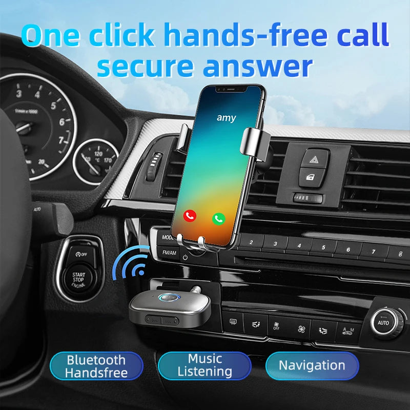 Bluetooth 5.3 Audio Receiver AUX 3.5mm Jack Stereo Wireless Audio Adapter with Microphone for Car Earphones TV Speakers