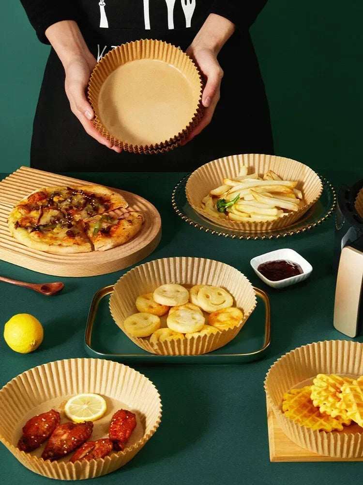 Air Fryer Disposable Paper Air Fryer Accessories Square Round Oil-proof Liner Non-Stick Mat for Kitchen Oven Baking