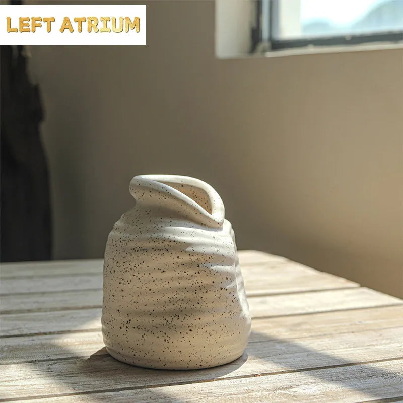 Stoneware Vase Ornaments Dried Flowers Flower Table Ceramic Flower Utensils Simple Modern Creative Home Interior Soft Decoration
