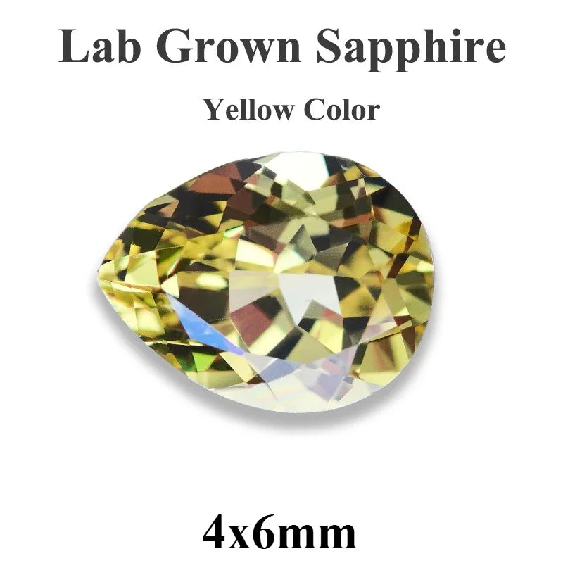 Lab Grown Sapphire Pear Cut Multiple Colors Available VVS1 Gemstone DIY Jewelry Making Materials with Selectable Certificate