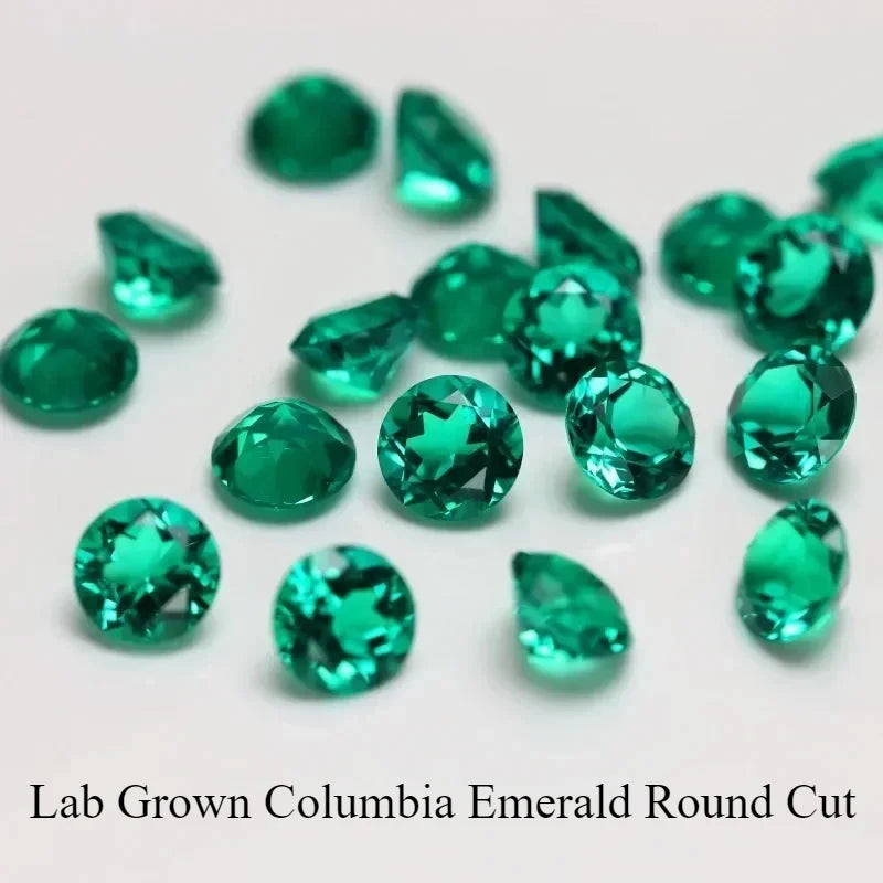 Lab Grown Columbia Emerald Round Shape Hand-cut Gemstone VVS1 for Jewelry Rings Earrings Making Selectable Certificate