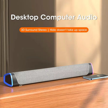 Bluetooth 5.0 Speaker with RGB Luminous Strip Portable Dual Mode USB Wireless 3D Surround Stereo Sound for PC Laptop