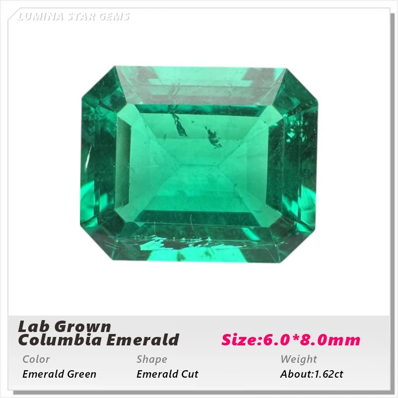 Lab Grown Colombian Emerald Stone High Quality Multiple Cuts Available Hydrothermal Hand-cutting Selectable AGL Certificate