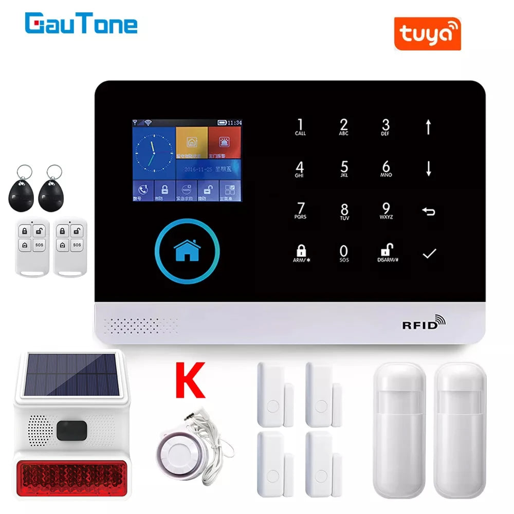 Smart Home WiFi GSM Alarm System for Home with Motion Sensor Wireless Siren Night Vision IP Camera Tuya Support Alexa