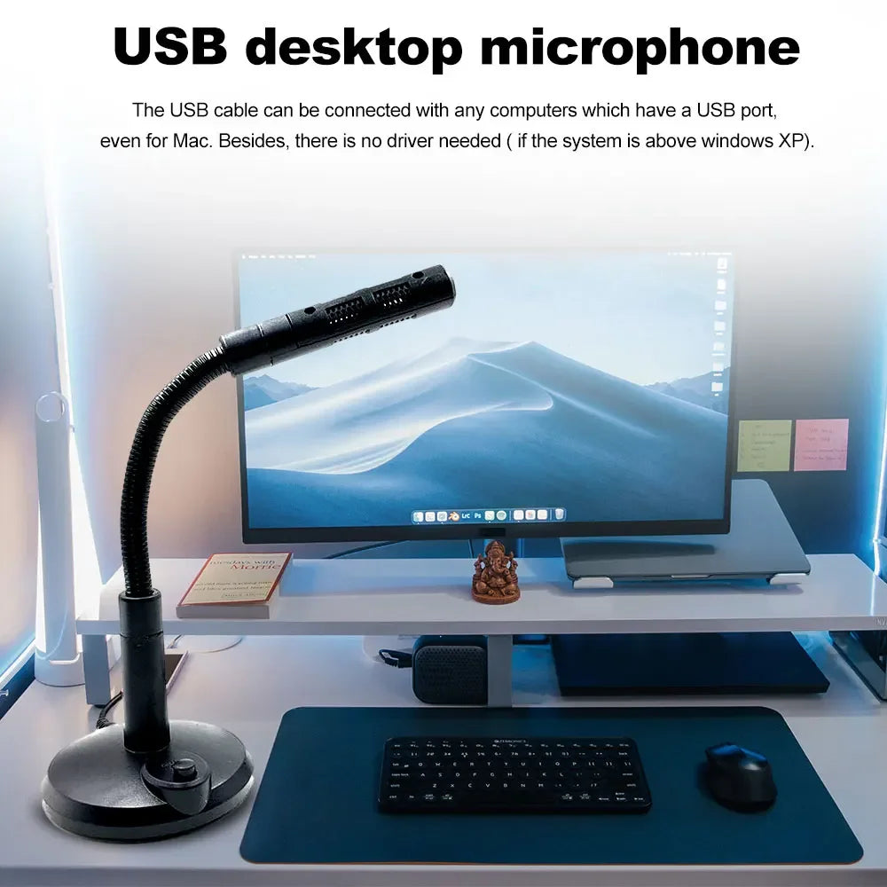 USB Computer Microphone Noise-Cancelling Recording Desktop Mic for PC Laptop for Online Chatting Home Studio Podcasting Gaming