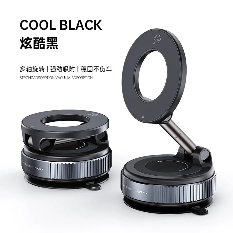 15W Magnetic Wireless Car Charger Mount 360° Rotatable, Zinc Alloy & Vacuum Suction Phone Holder for Car Mount Charger