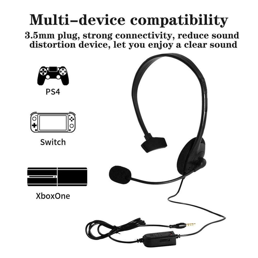 Universal Call Center Headphones 3.5mm Wired Gaming Business Single-Sided Headset with Mic Telephone Operator Earphones