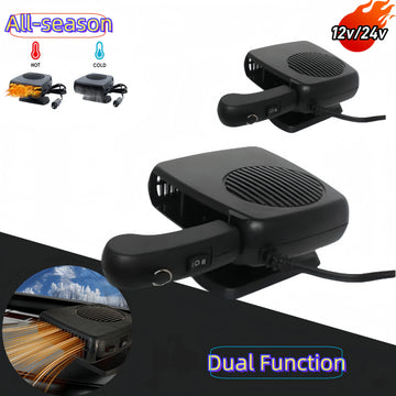 Car Heater Fan 12V 24V Dual Function Defroster Demister Cooler All Season Windshield Frost Remover Fast Heating Drying Auto