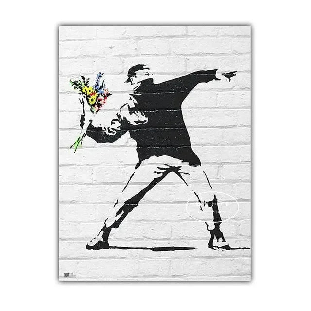 Classic Retro Wall Art Banksy Street Graffiti HD Canvas Print Poster Home Living Room Bedroom Decorative Painting