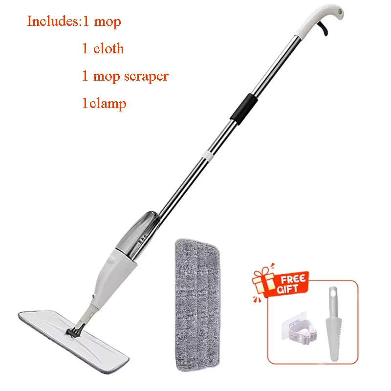 New Spray Mop Broom Set with Reusable Microfiber Pads Rotating Dry & Wet Household Flat Mops for Cleaning Home Floor Magic Tool