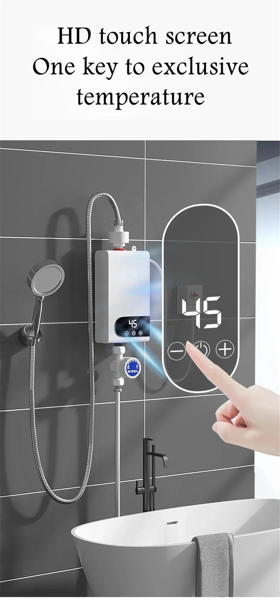 5500W Instant Water Heater 220V Portable Electric Heaters for Bathroom Hot Water Shower and Home Kitchen Heating