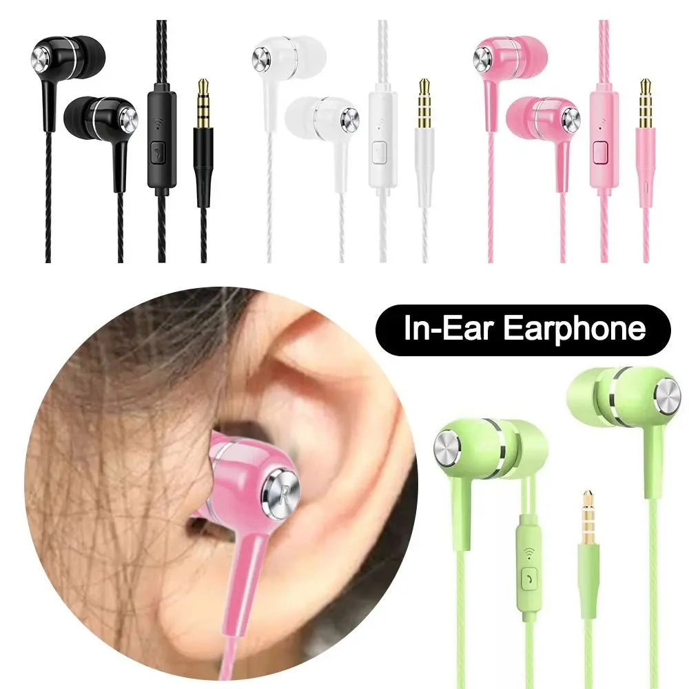 3.5mm Wired Headphones In Ear Headset Wired Earphones with Mic Bass HiFi Stereo Earbuds Sports In-line Control For Phones