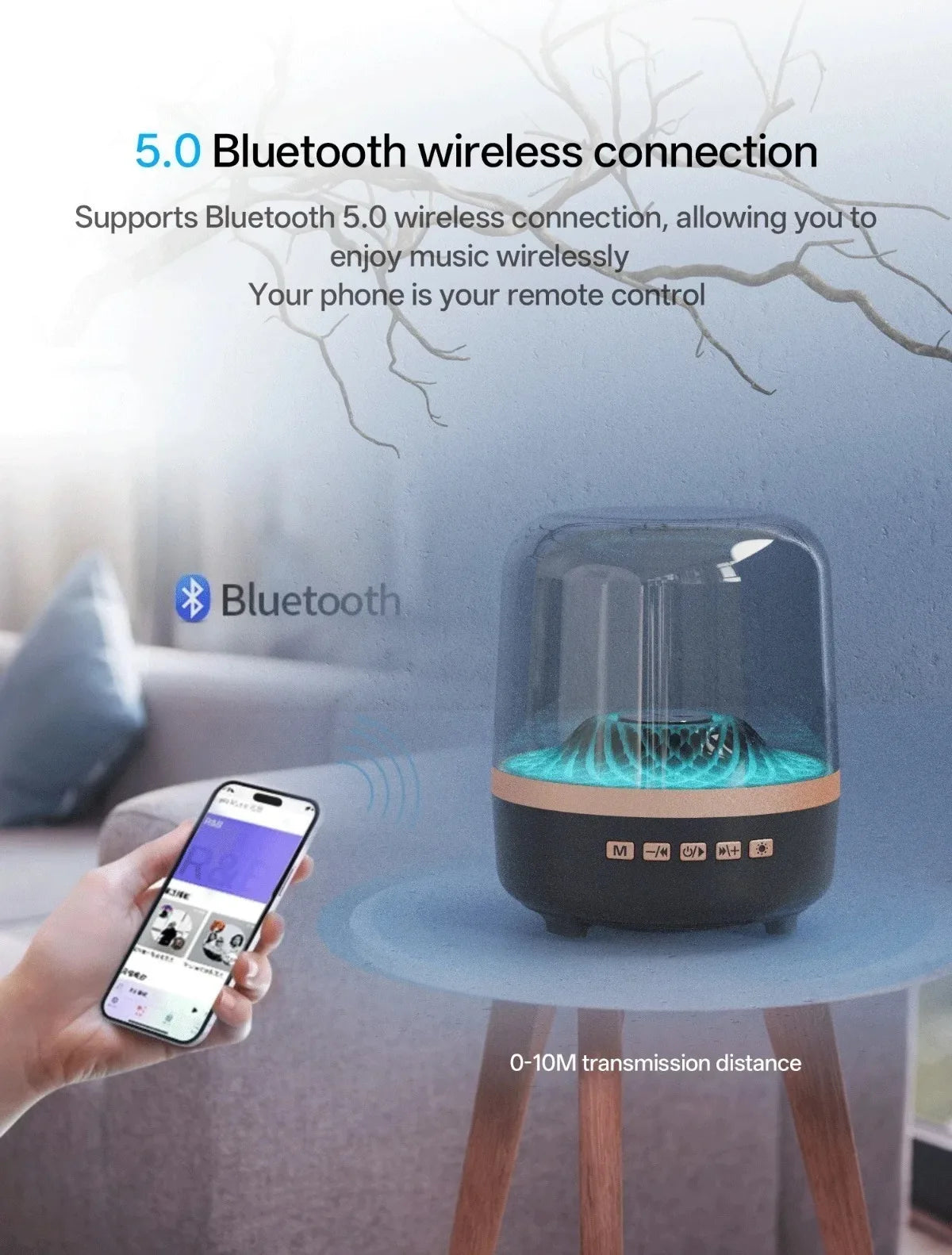 Portable Wireless Soundbar Bluetooth 5.3 Home Theater Speaker Subwoofer Hi-Fi Acoustic Breathing Lamp for Android IOS