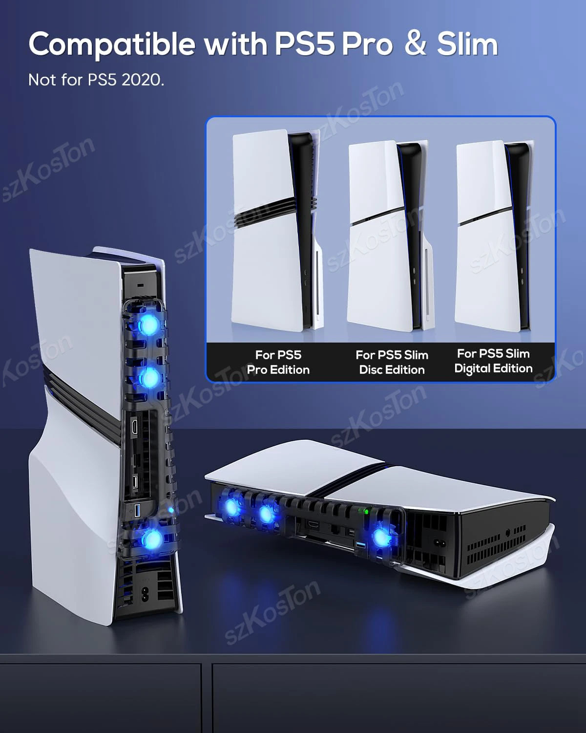 Smart Cooling Fan for PS5 Pro&PS5 Slim Console Automatic Temperature Sensing Adjust Speed for PlayStation5 Pro Games Accessories