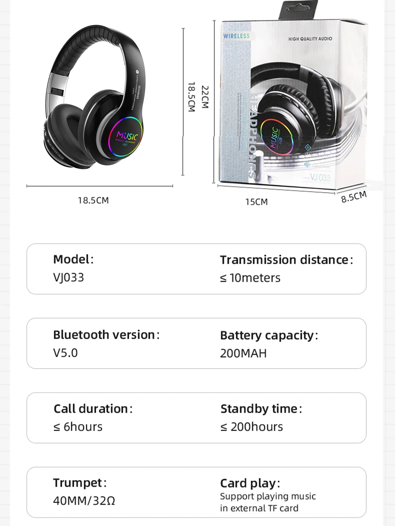 Wireless Bluetooth 5.0 Headphone With Microphone On-Ear Headset Stereo Sound Earphones Sports Office Foldable Headphones Game
