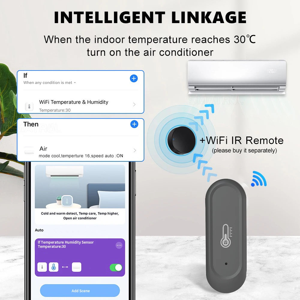 1/2PCS New WIFI Temperature and Humidity Sensor IP65 Outdoor Waterproof Tuya APP  Hygrometer Thermometer Support Alexa Google