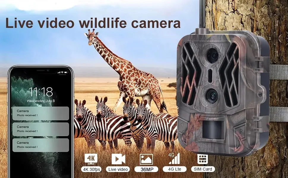 4K 4G Tracking Camera with APP Control Cloud Service 8000mAh Battery Dual Lens Wildlife Hunting Camera for Outdoor Surveillance