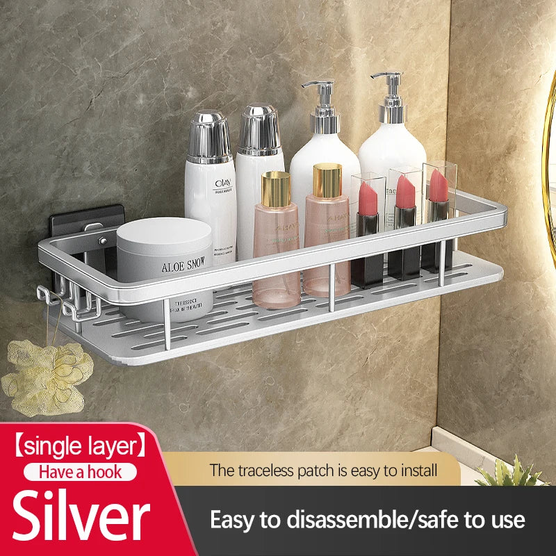 Bathroom Storage Rack Stainless Steel Anti Rust Storage Shower Rack Suction Cup Storage Rack Household Storage Appliances