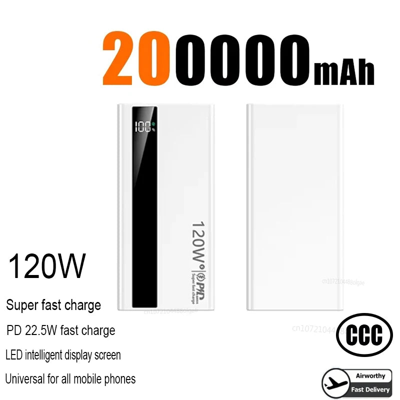 500000mAh High Capacity PowerBank 120W Super Fast Charging Portable External Battery Powerbank for iphone Huawei