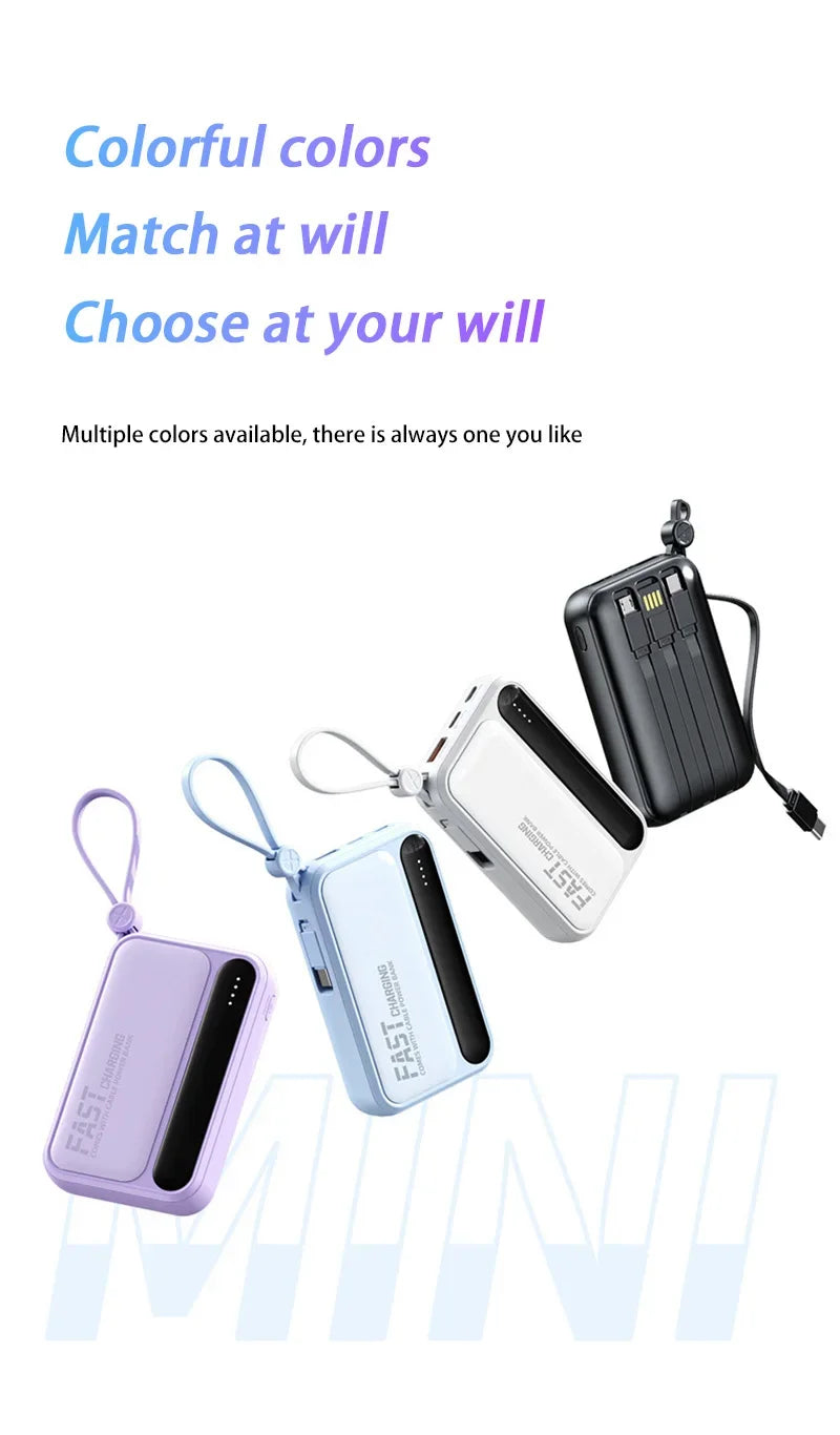 With 4In1 Cables 120W 500000mAh Power Bank Large Capacity Intelligent Digital Display Light Portable Powerbank For iPhone Huawei