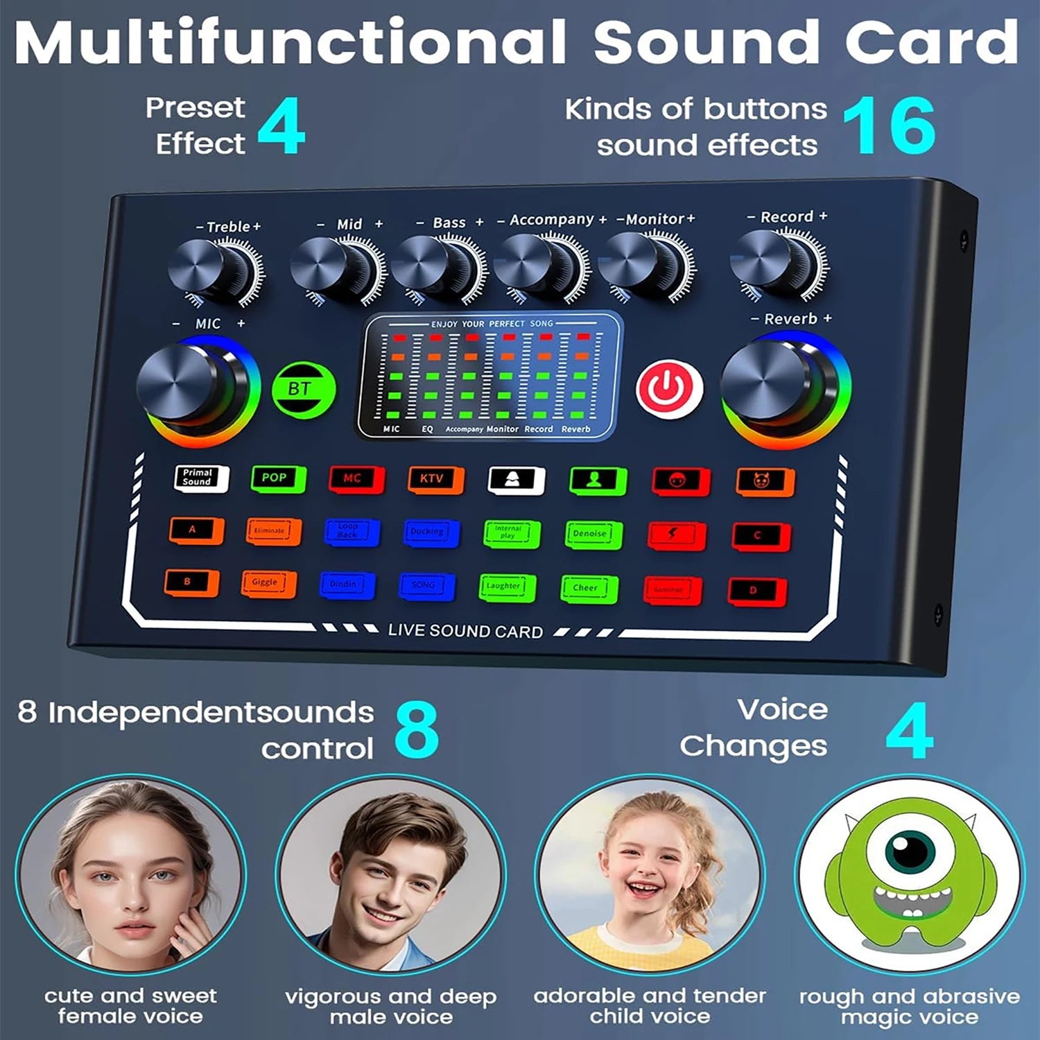 F009 Live Sound Card Podcast Equipment With BM-800 Microphone Live Broadcast Set For Audio Recording Youtube Live Streaming