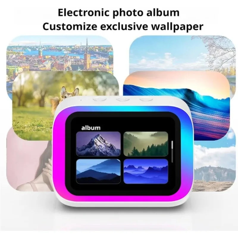 AI Smart Bluetooth 5.4 Speaker Voice assistant HDTouch Screen Display Electronic Album Alarm Clock Hi-fi Stereo outdoor Sound