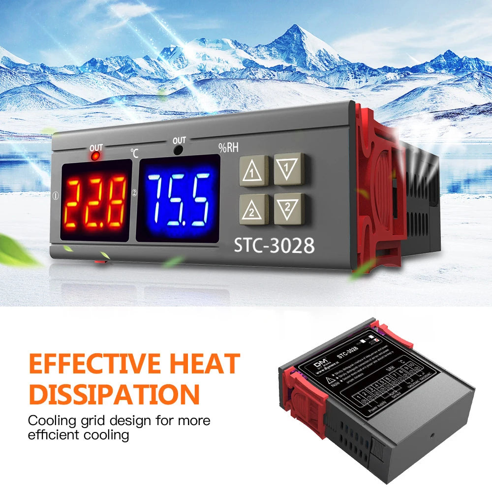 STC-3028 Wired Temperature Controller Digital Thermostat Controller Temperature And Humidity Controller Sensor AC 220V DC12V 24V