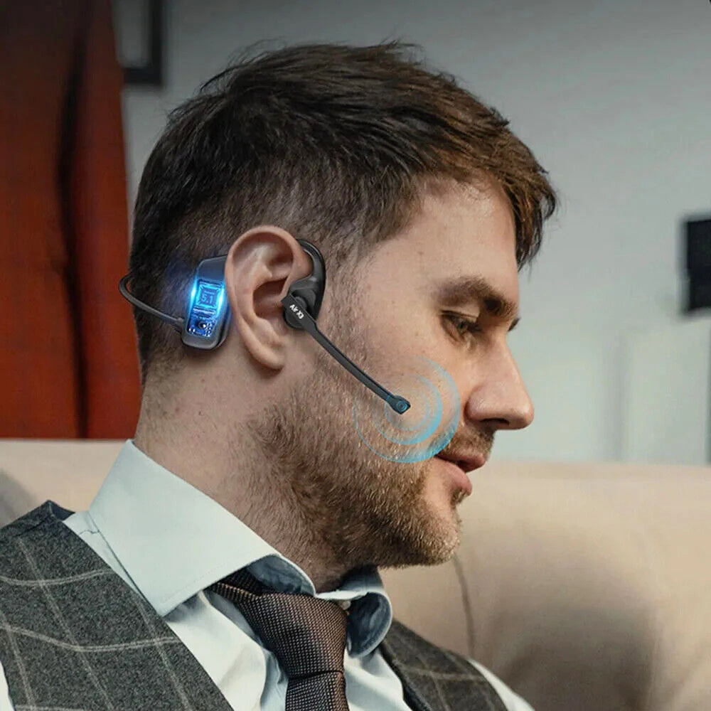 Open Ear Headset Bluetooth 5.3 Air Conduction Wireless Headphones with Noise Cancelling Mic for Office Running Cycling Driving