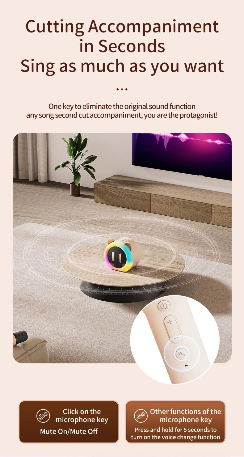 PARAMITA Bluetooth Speaker Portable Home Cute Karaoke Mini Wireless Audio with Microphone Home Karaoke Singing Machine Kids Gift
