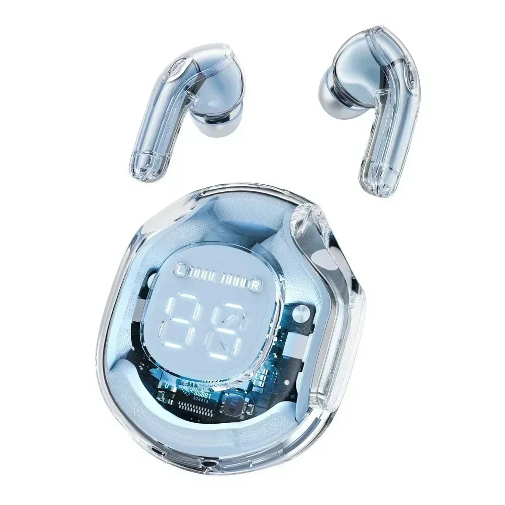 Bluetooth Earbuds Transparent with LED Digital Display Wireless In-Ear Earphone for Xiaomi Huawei iPhone Headphone