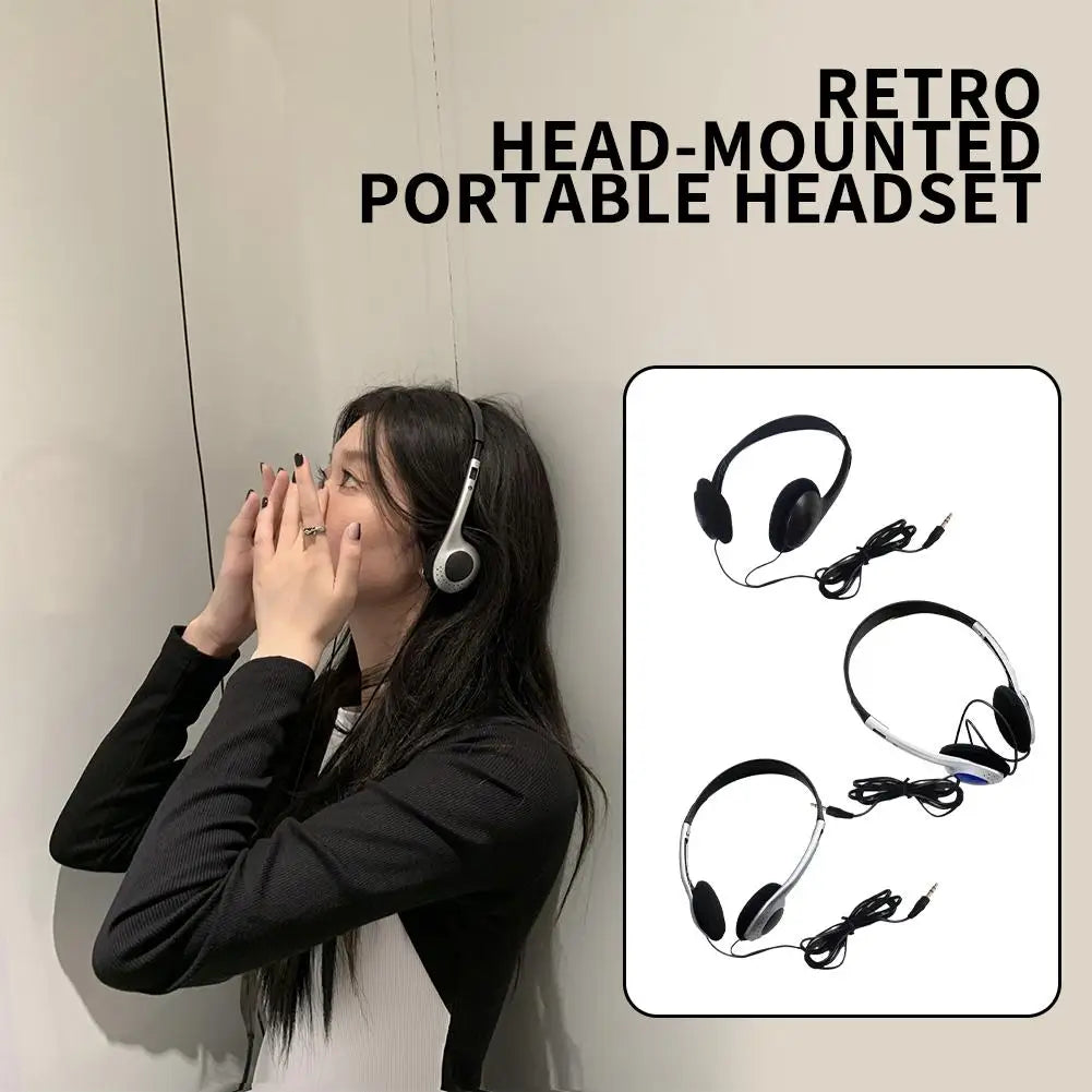 Portable Headphones Personality Retro Nostalgic Headset Black Fashion Style Headset Over Ear Earbud 3.5mm Wired Headset NEW