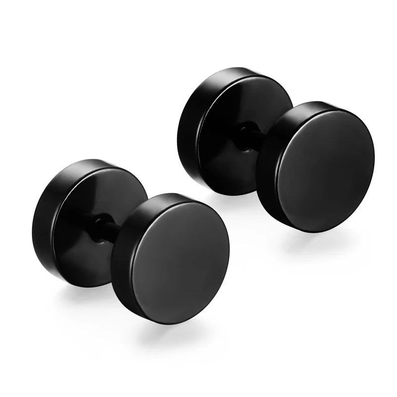 1/16 pairs Black Punk Stainless Steel Women Men Hoop Earrings Small Trendy Round Cross Pendants Jewelry Accessories Earrings