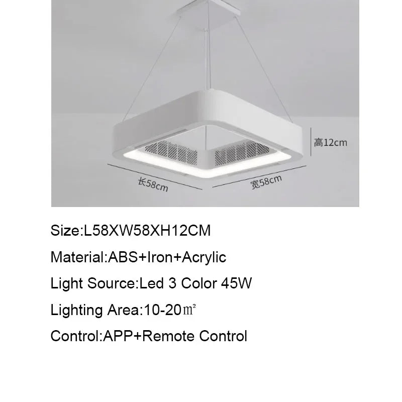 Modern Simple Smart App Ceiling Fan Lamp with LED Light Remote Control Invisible Silent Fan Light Bedroom Living Room Office Fan