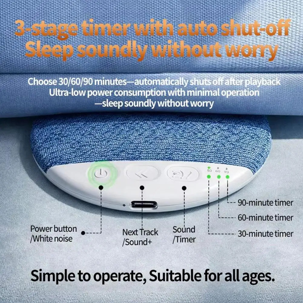 Speaker Bluetooth 5.4 Bedroom Pillow Under Pillow Sound Machine With White Noise Scheduled On/Off HiFi Stereo Sound Heavy Bass